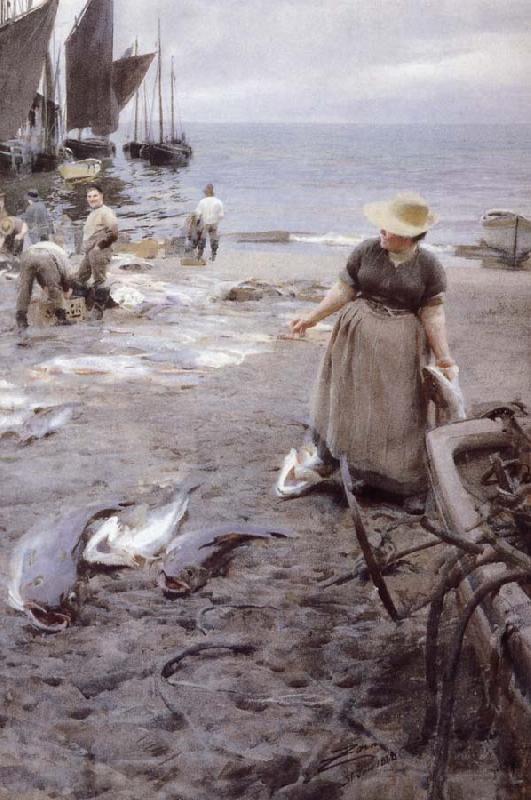 Anders Zorn Fiskmarknad i St Ives oil painting image